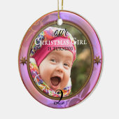 あなたのフォトパープルガーリー誕生日クリスマス セラミックオーナメント (左)