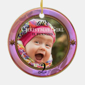 あなたのフォトパープルガーリー誕生日クリスマス セラミックオーナメント (裏面)