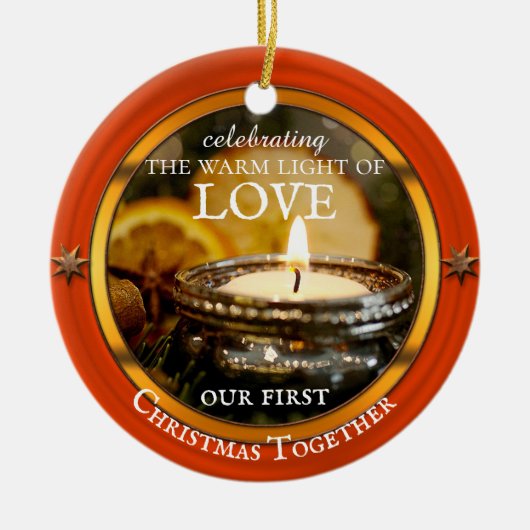 あなたのフォトフェスティバルキャンドルライトクリスマス セラミックオーナメント (正面)
