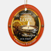 あなたのフォトフェスティバルキャンドルライトクリスマス セラミックオーナメント (左)