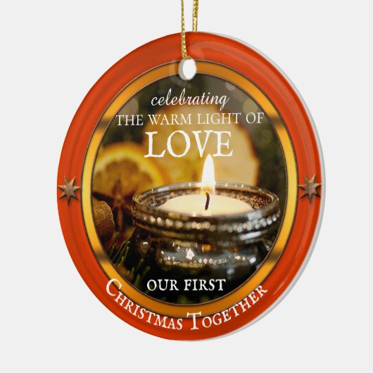 あなたのフォトフェスティバルキャンドルライトクリスマス セラミックオーナメント (左)