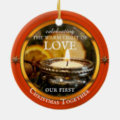 あなたのフォトフェスティバルキャンドルライトクリスマス セラミックオーナメント (裏面)