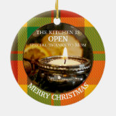 あなたのフォトプレイドキッチンクリスマスパーソナライズされた セラミックオーナメント (裏面)