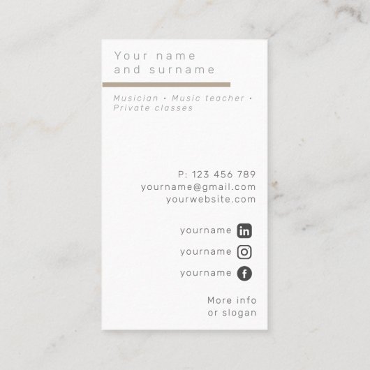 あなたのフォトミュージシャンピアニストは名刺を額縁にした 名刺 (裏面)