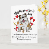 あなたのブルドッグの犬からの母の日のカードです。 カード (黄色い花)