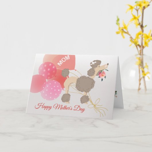 あなたのプードル犬からの母の日の愛 カード (黄色い花)