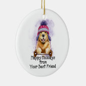 あなたのベストフレンド、ゴールデンからのホリデーシーズンのご挨拶 セラミックオーナメント (右)