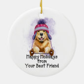 あなたのベストフレンド、ゴールデンからのホリデーシーズンのご挨拶 セラミックオーナメント (裏面)