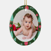 あなたのベビーの写真カスタムクリスマスグリーンカラフル セラミックオーナメント (右)