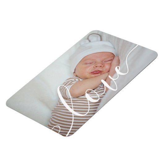 あなたのベビーフォトスクリプトの愛の発表 マグネット (左側)