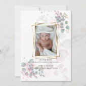 あなたのベビーモダンフォトウォーターカラーEucalyptus 招待状 (正面)