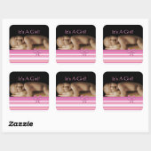 あなたのベビー写真とベビーガールのシール スクエアシール (シート)