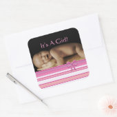 あなたのベビー写真とベビーガールのシール スクエアシール (封筒)