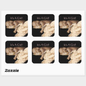 あなたのベビー写真とベビーガールのシール スクエアシール (シート)