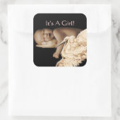 あなたのベビー写真とベビーガールのシール スクエアシール (バッグ)