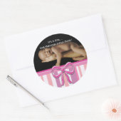 あなたのベビー写真とベビーガールのシール ラウンドシール (封筒)