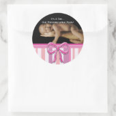 あなたのベビー写真とベビーガールのシール ラウンドシール (バッグ)