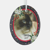 あなたのペットのカスタムクリスマスフォトオーナメント ガラスオーナメント (正面右)