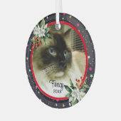 あなたのペットのカスタムクリスマスフォトオーナメント ガラスオーナメント (正面左)