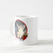 あなたのペットのクリスマスの写真と名前マグカップ コーヒーマグカップ (正面左)