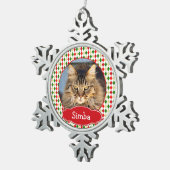 あなたのペットのクリスマスオーナメントハーレクインパターン スノーフレークピューターオーナメント (右)