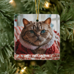あなたのペットの写真で作る楽しいクリスマス セラミックオーナメント