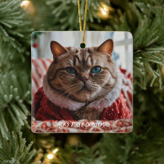 あなたのペットの写真で作る楽しいクリスマス セラミックオーナメント (ツリー)