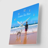 あなたのペットの写真の時計とカスタム文字 スクエア壁時計 (傾斜)