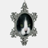 あなたのペットの写真デザインスノーフレークオーナメント スノーフレークピューターオーナメント (左)