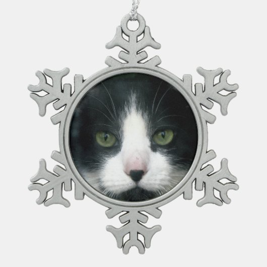 あなたのペットの写真デザインスノーフレークオーナメント スノーフレークピューターオーナメント (正面)
