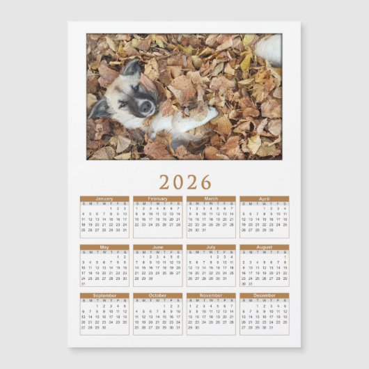 あなたのペットの写真入りマグネットカレンダー 2026年 (正面)