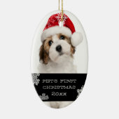 あなたのペットの初めてのクリスマスの写真のオーナメント|の黒 セラミックオーナメント (右)