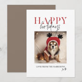 あなたのペットの犬の写真とメッセージを飾る ミニマルなクリスマスカード シーズンカード (正面/裏面)