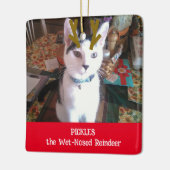 あなたのペットはウェットノーズのトナカイのペットの写真 セラミックオーナメント (左)