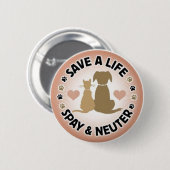 あなたのペットを卵巣摘出し、中性化して下さい 缶バッジ (正面&裏面)