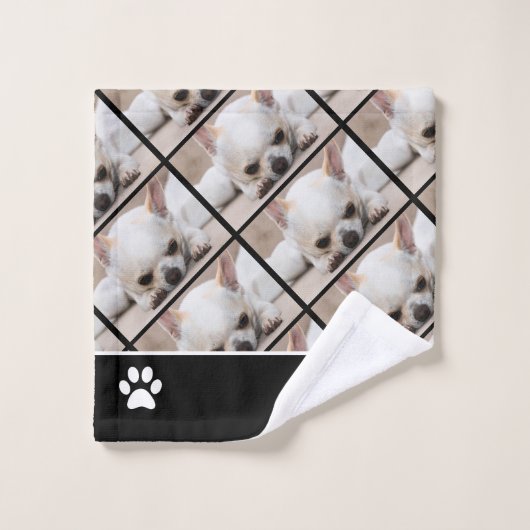 あなたのペットカスタム犬の写真chihuahuaパターン名 バスタオルセット (ウォッシュタオル)