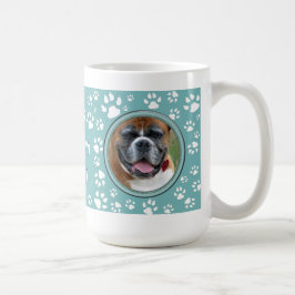 あなたのペットフォトペット記念ティール（緑がかった色）犬プリント コーヒーマグカップ