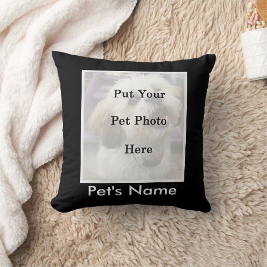 あなたのペット写真および名前のための装飾用クッションの場所 クッション (ブランケット)