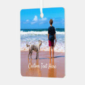 あなたのペット写真クリスマスオーナメントとカスタム文字 メタルオーナメント (正面左)