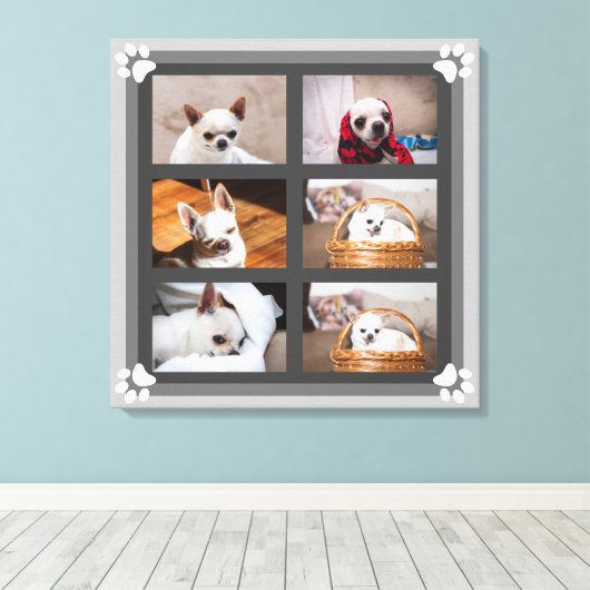 あなたのペット犬の子犬カスタムの写真コラージュchihuahua キャンバスプリント (インサイチュ (ウッドフロア))