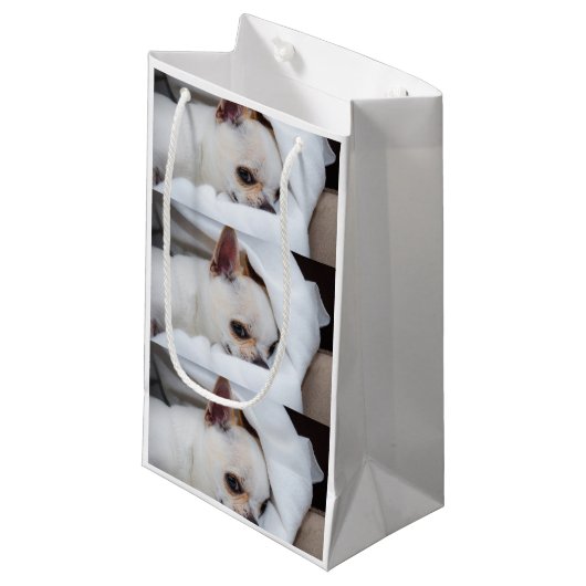 あなたのペット犬の子犬カスタムの写真chihuaパターン スモールペーパーバッグ (正面アングル)