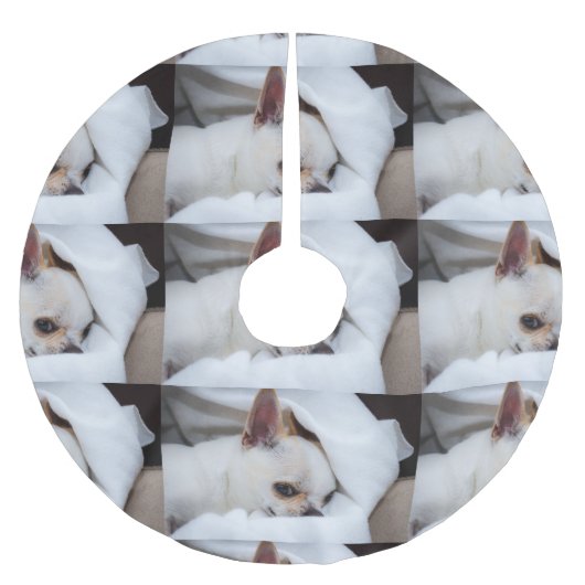 あなたのペット犬の子犬カスタムの写真chihuaパターン ブラッシュドポリエステルツリースカート (正面)