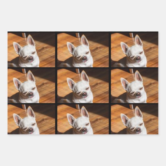あなたのペット犬の子犬3カスタムの写真chihuahua ラッピングペーパーシート (正面3)