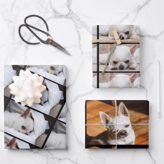 あなたのペット犬の子犬3カスタムの写真chihuahua ラッピングペーパーシート (正面)