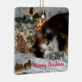 あなたのペット猫または犬の写真 クリスマス セラミックオーナメント (右)