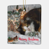 あなたのペット猫または犬の写真 クリスマス セラミックオーナメント (左)