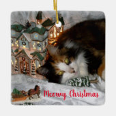 あなたのペット猫または犬の写真 クリスマス セラミックオーナメント (正面)