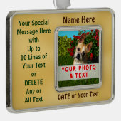 あなたのペット、パーソナライズな犬の額縁のオーナメント シルバープレートフレームオーナメント (右)