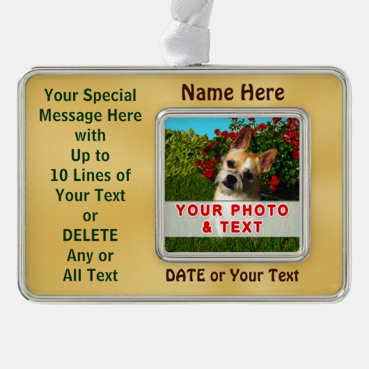 あなたのペット、パーソナライズな犬の額縁のオーナメント シルバープレートフレームオーナメント (正面)