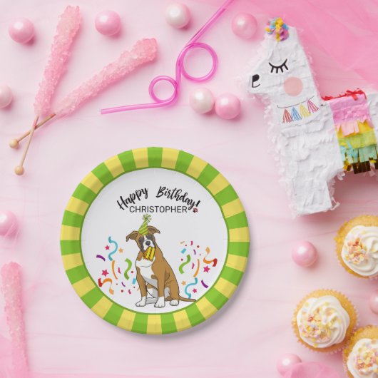 あなたのボクサー犬のパーティーとのハッピーバースデー ペーパープレート (パーティー)